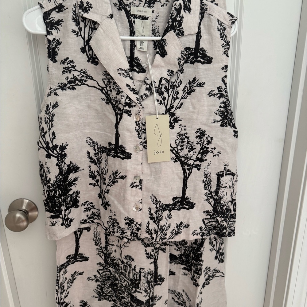 Joie Black & Cream Printed Cropped Jumpsuit